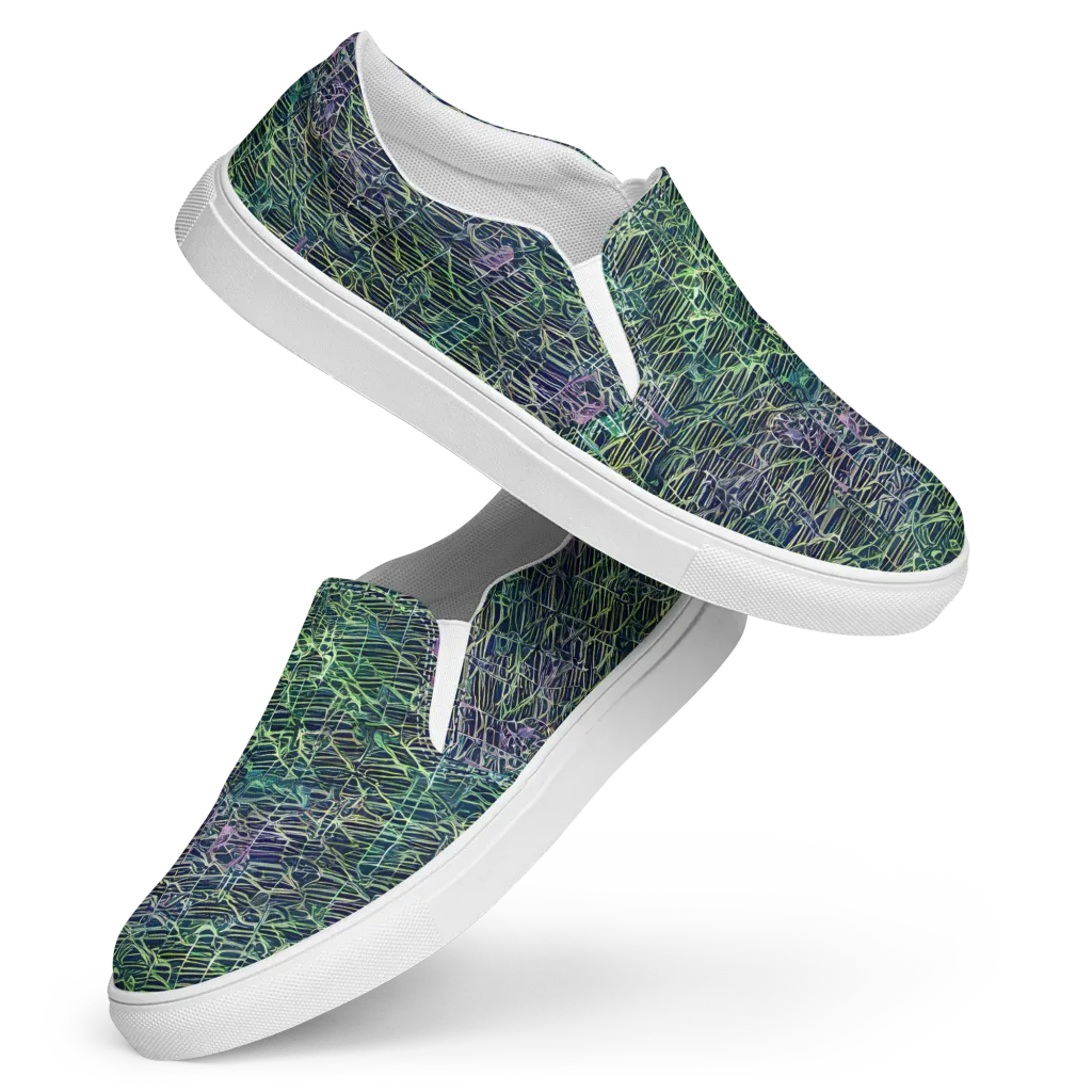 Abyssal Lines on Women's Slip-On Canvas Shoes — Front