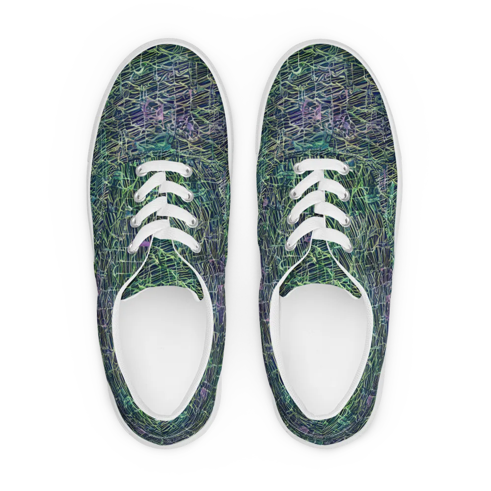 Abyssal Lines on Men's Lace-Up Canvas Shoes — Front