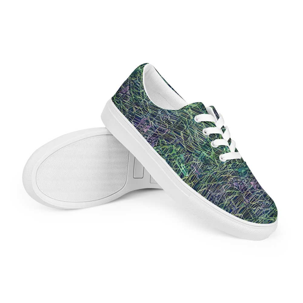 Abyssal Lines on Men's Lace-Up Canvas Shoes — Right Front