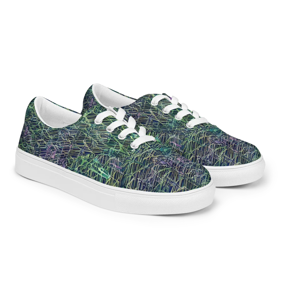 Abyssal Lines on Men's Lace-Up Canvas Shoes — Right Front
