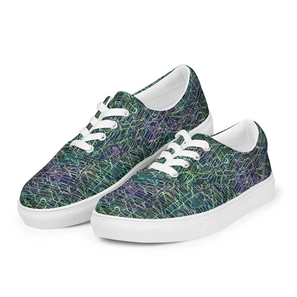 Abyssal Lines on Men's Lace-Up Canvas Shoes — Left Front