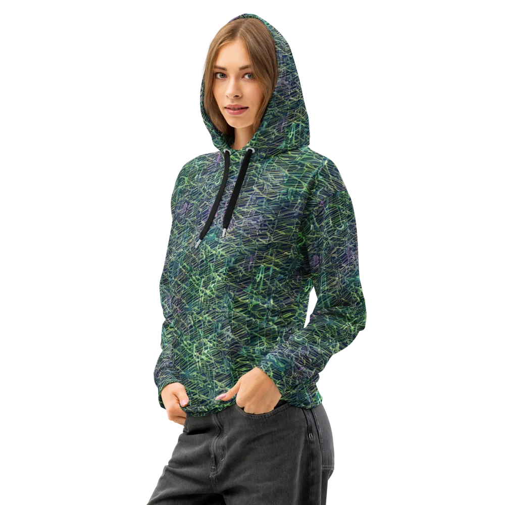 Abyssal Lines on Cotton Hoodie — Left Front