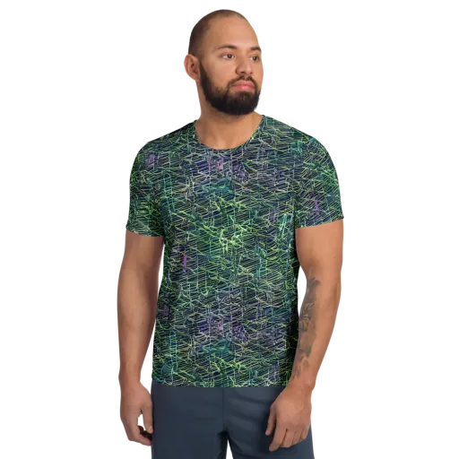 Abyssal Lines on a Men's Athletic T-Shirt