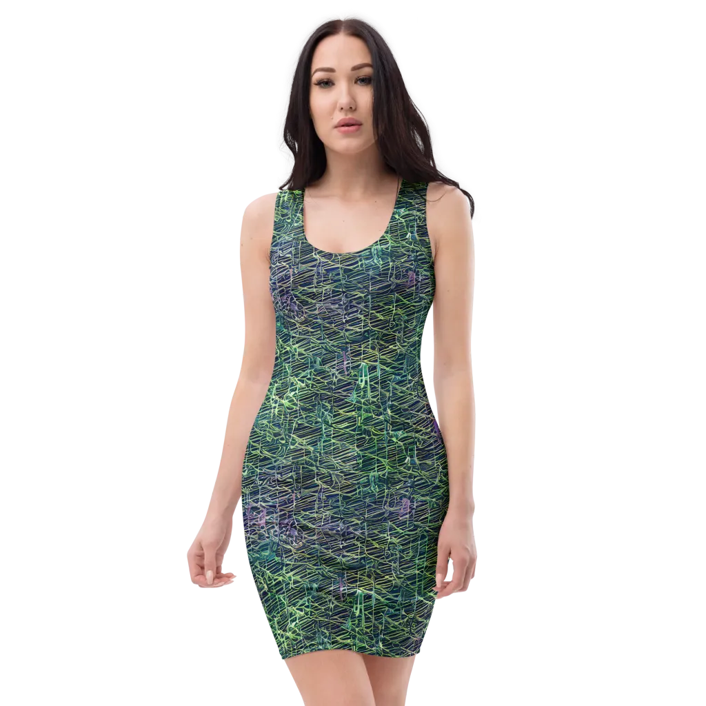 Abyssal Lines on Bodycon Dress — Front