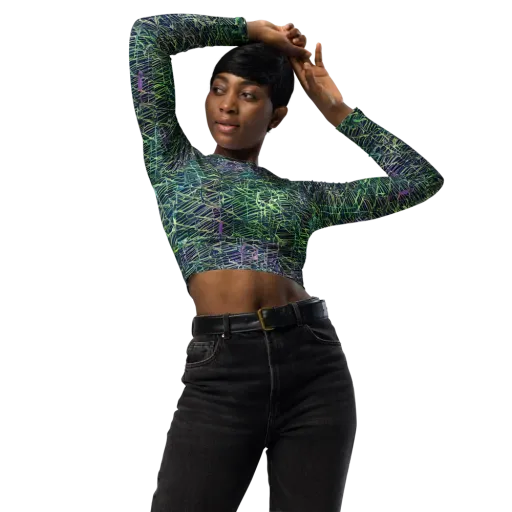 Abyssal Lines on a Long Sleeve Crop Top
