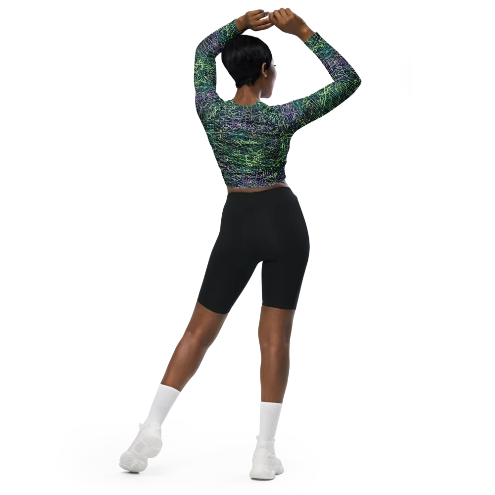 Abyssal Lines on Long Sleeve Crop Top — Back