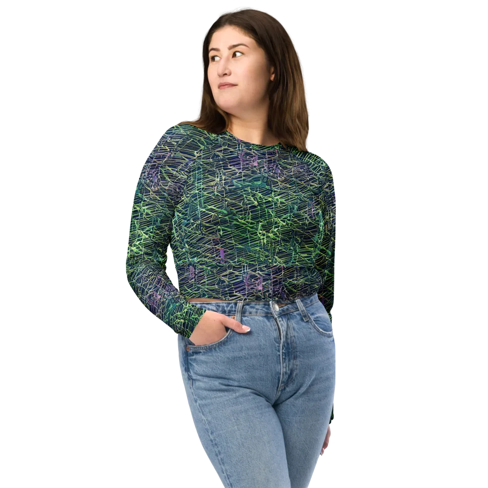 Abyssal Lines on Long Sleeve Crop Top — Front