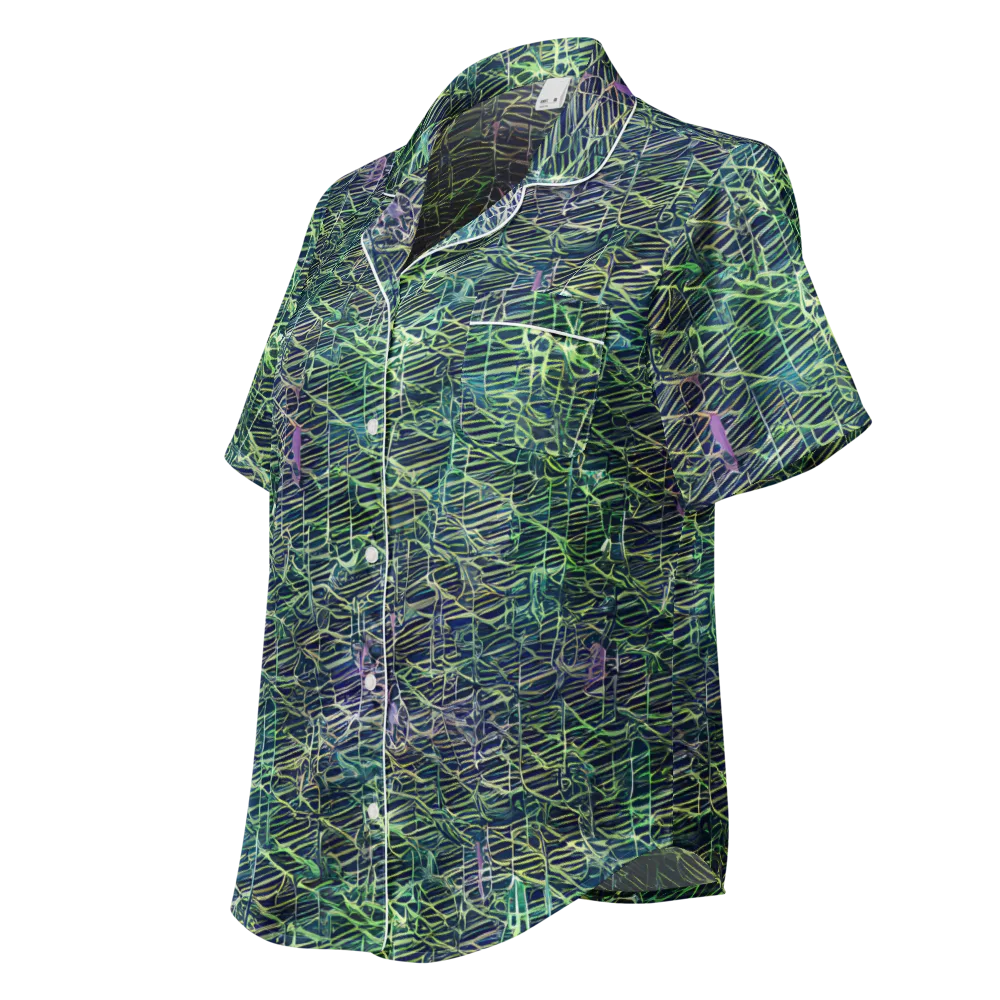 Abyssal Lines on Women's Short Sleeve Pajama Top — Left Front