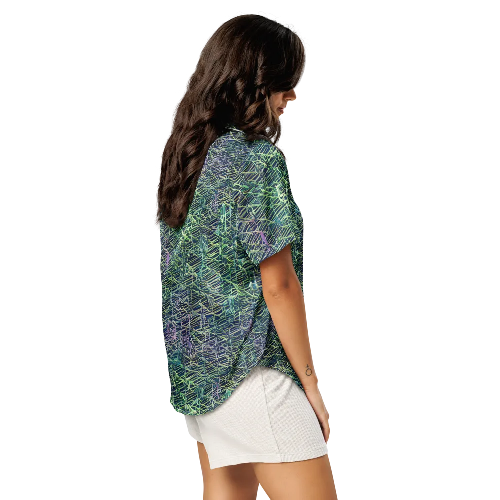 Abyssal Lines on Women's Short Sleeve Pajama Top — Right Back