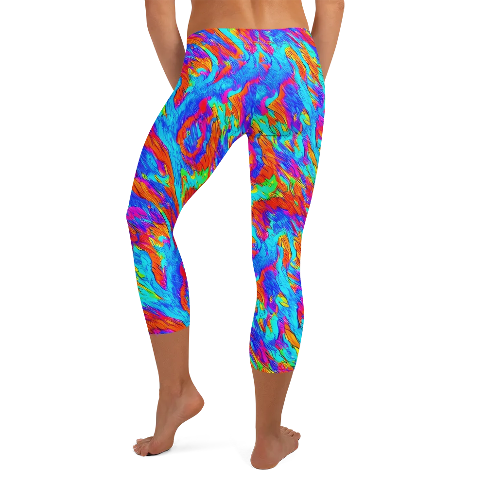 Caribbean Static on Capri Leggings — Back