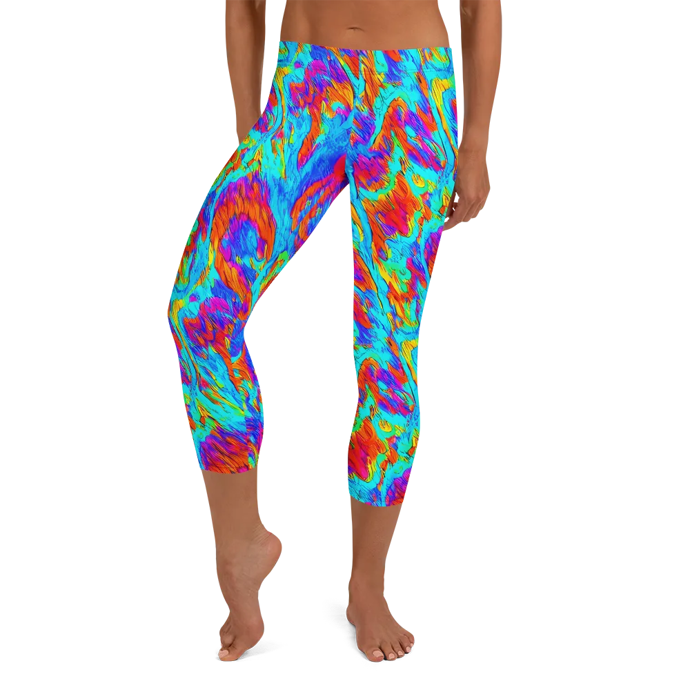 Caribbean Static on Capri Leggings — Front