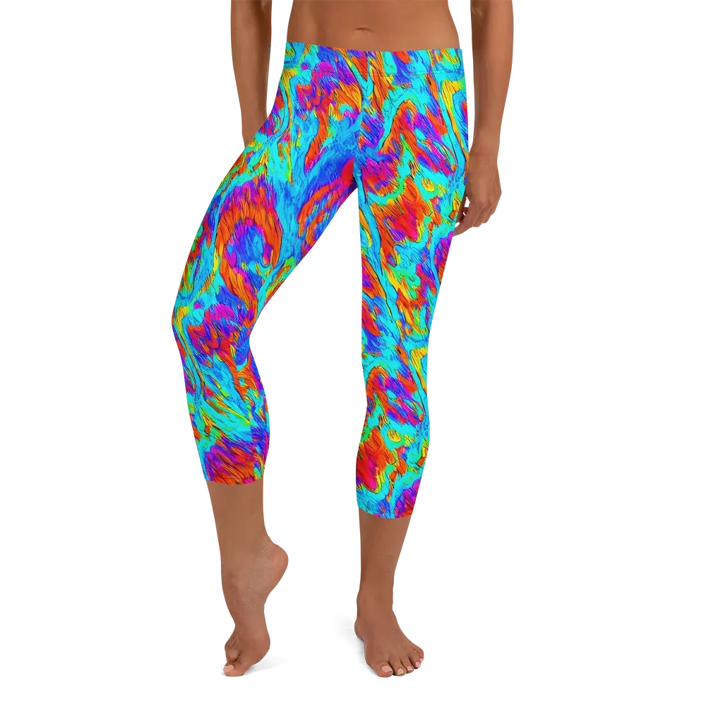 Caribbean Static on Capri Leggings — Front