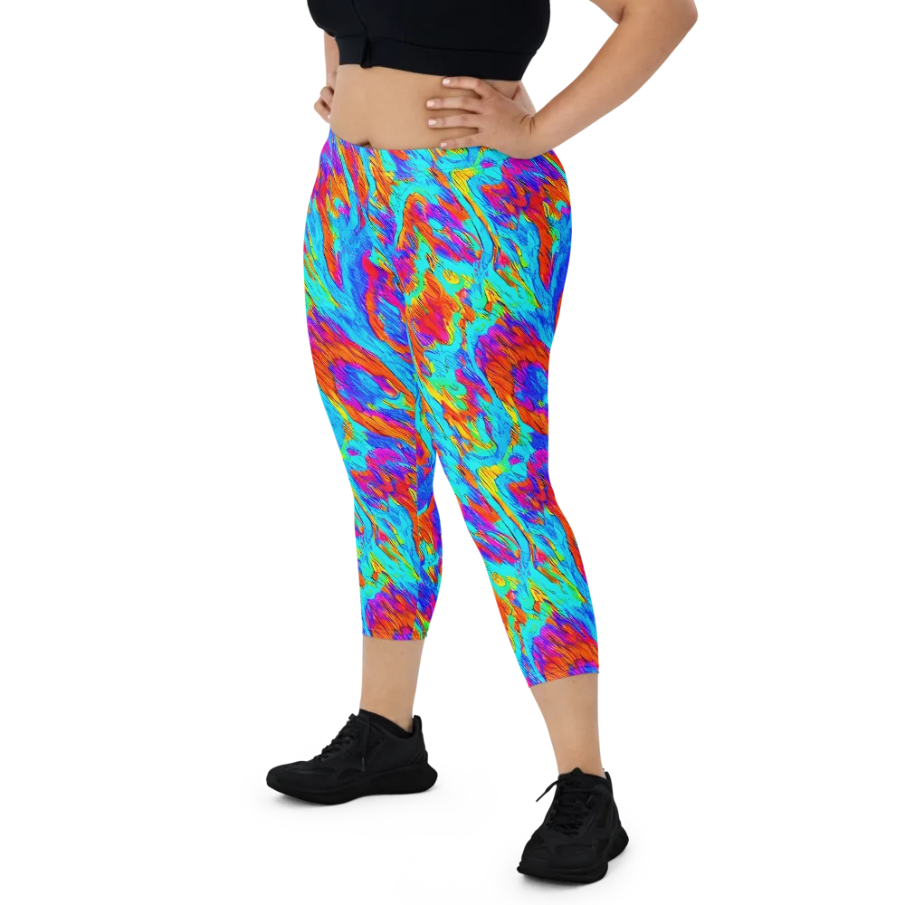 Caribbean Static on Capri Leggings — Front