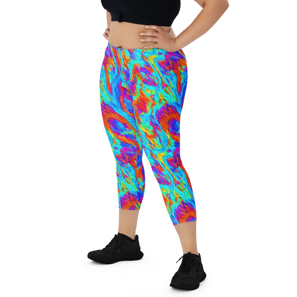 Caribbean Static on Capri Leggings — Front