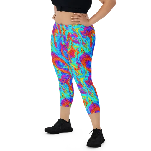 Caribbean Static on a Capri Leggings