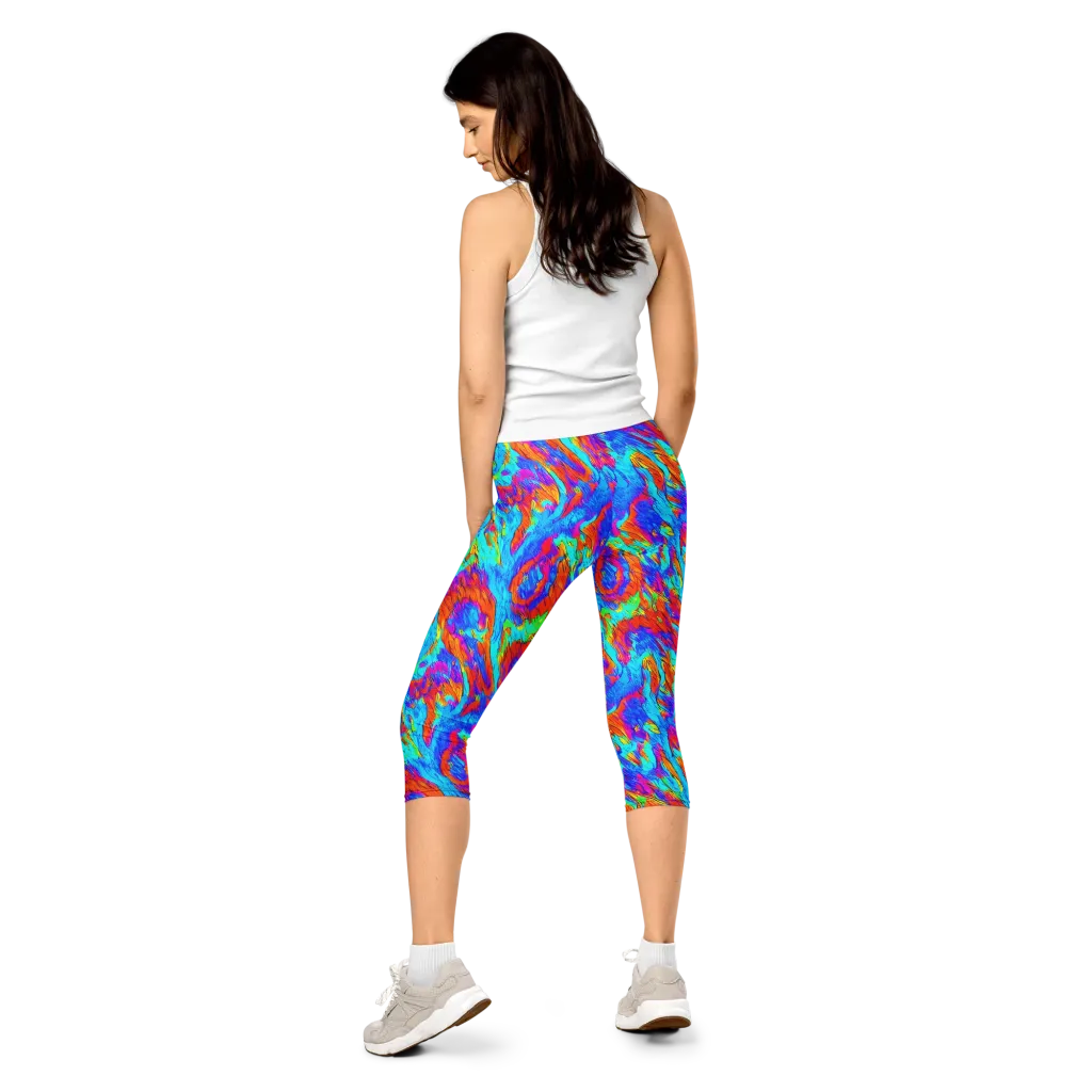 Caribbean Static on Capri Leggings — Back