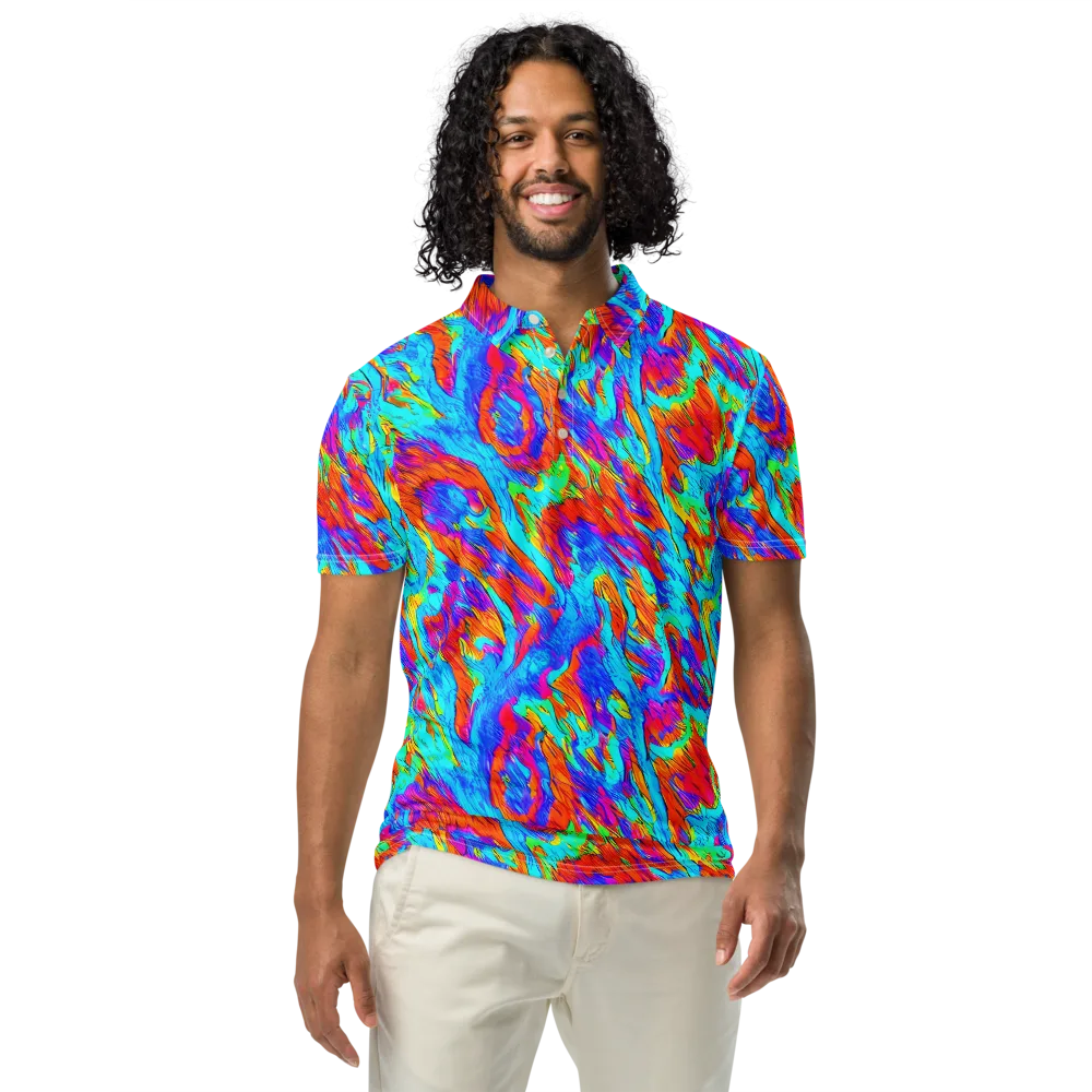 Caribbean Static on Men's Slim Fit Polo Shirt — Front