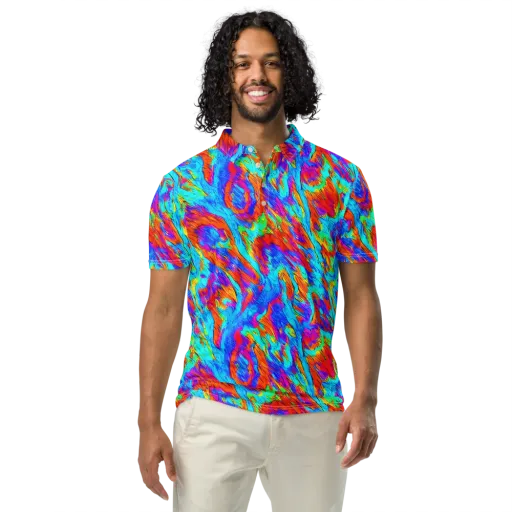 Caribbean Static on a Men's Slim Fit Polo Shirt