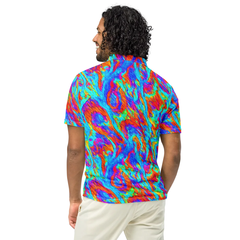 Caribbean Static on Men's Slim Fit Polo Shirt — Back