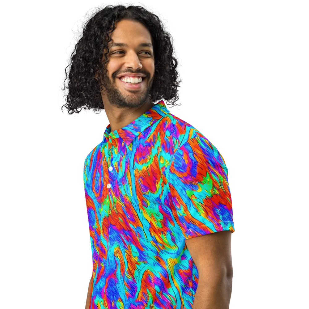 Caribbean Static on Men's Slim Fit Polo Shirt — Left Front