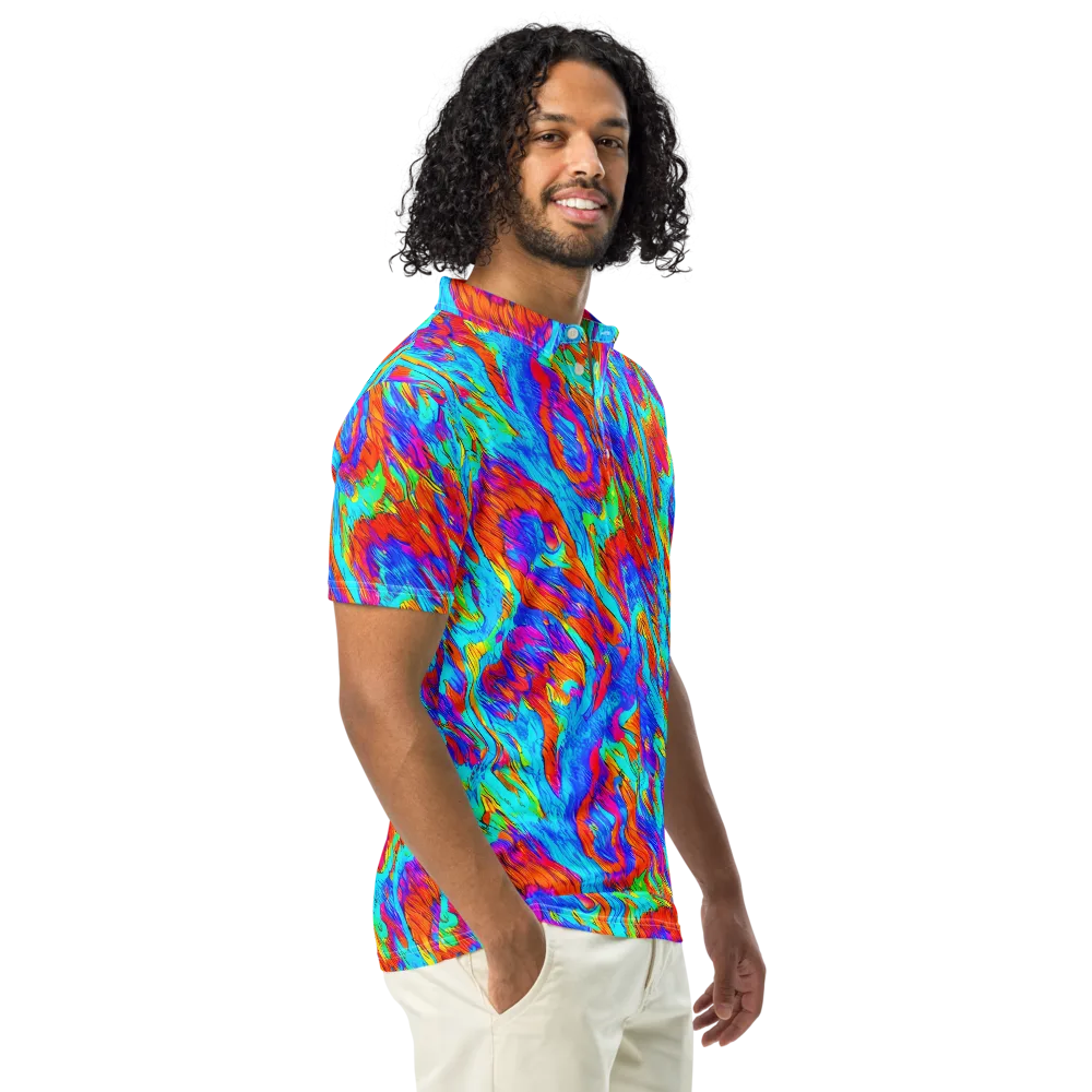 Caribbean Static on Men's Slim Fit Polo Shirt — Right Front