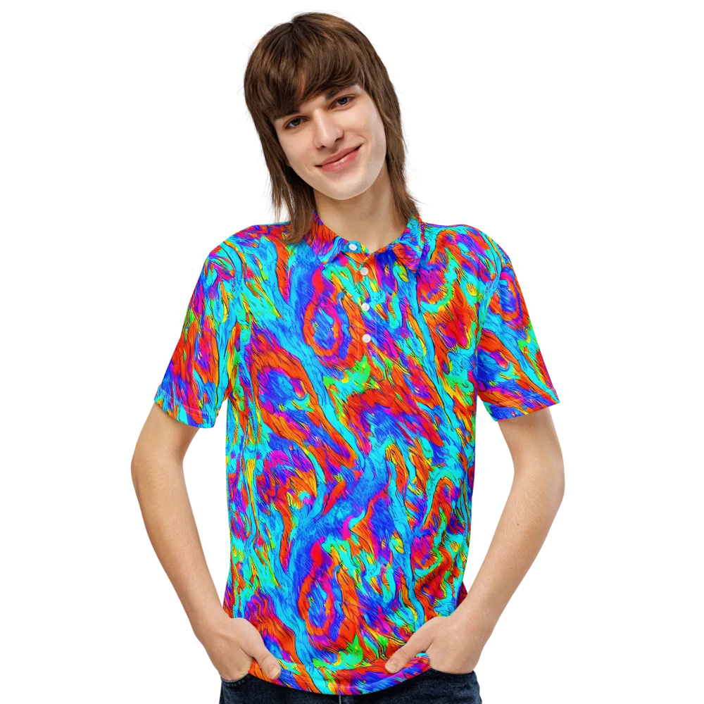 Caribbean Static on Men's Slim Fit Polo Shirt — Front