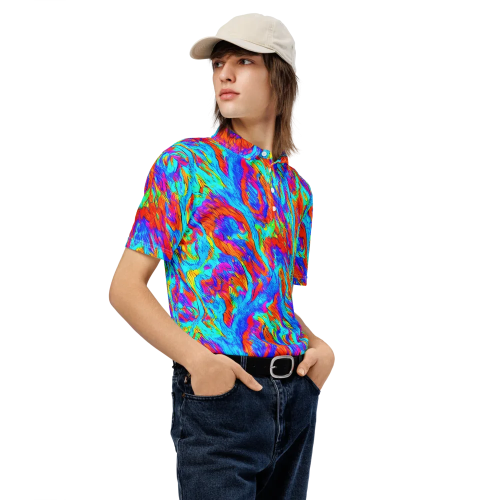 Caribbean Static on Men's Slim Fit Polo Shirt — Right Front