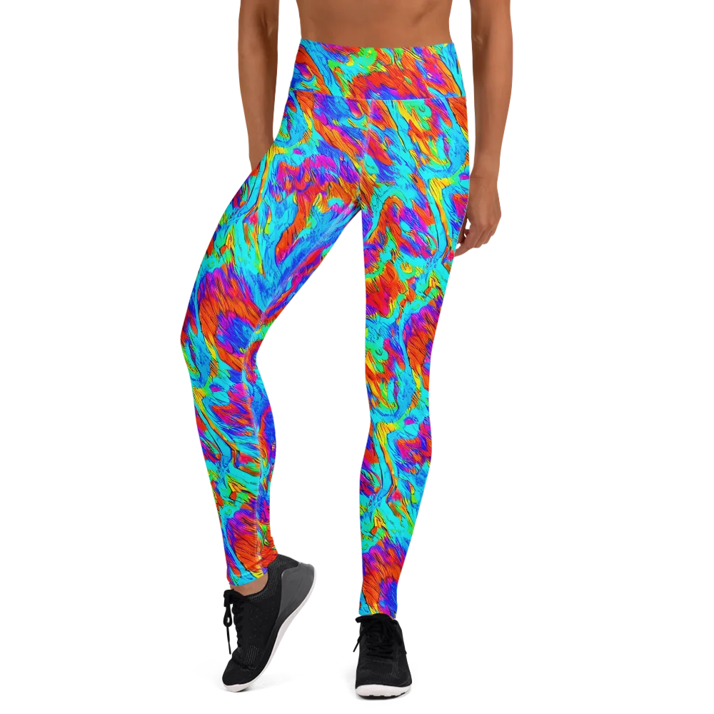 Caribbean Static on Yoga Leggings — Front