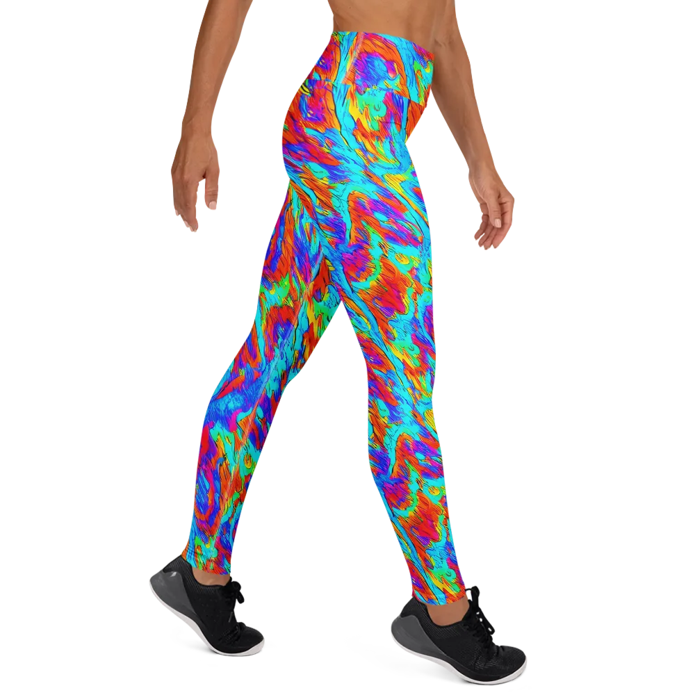 Caribbean Static on Yoga Leggings — Right