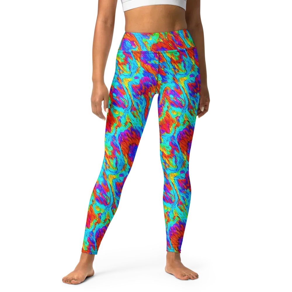 Caribbean Static on Yoga Leggings — Front