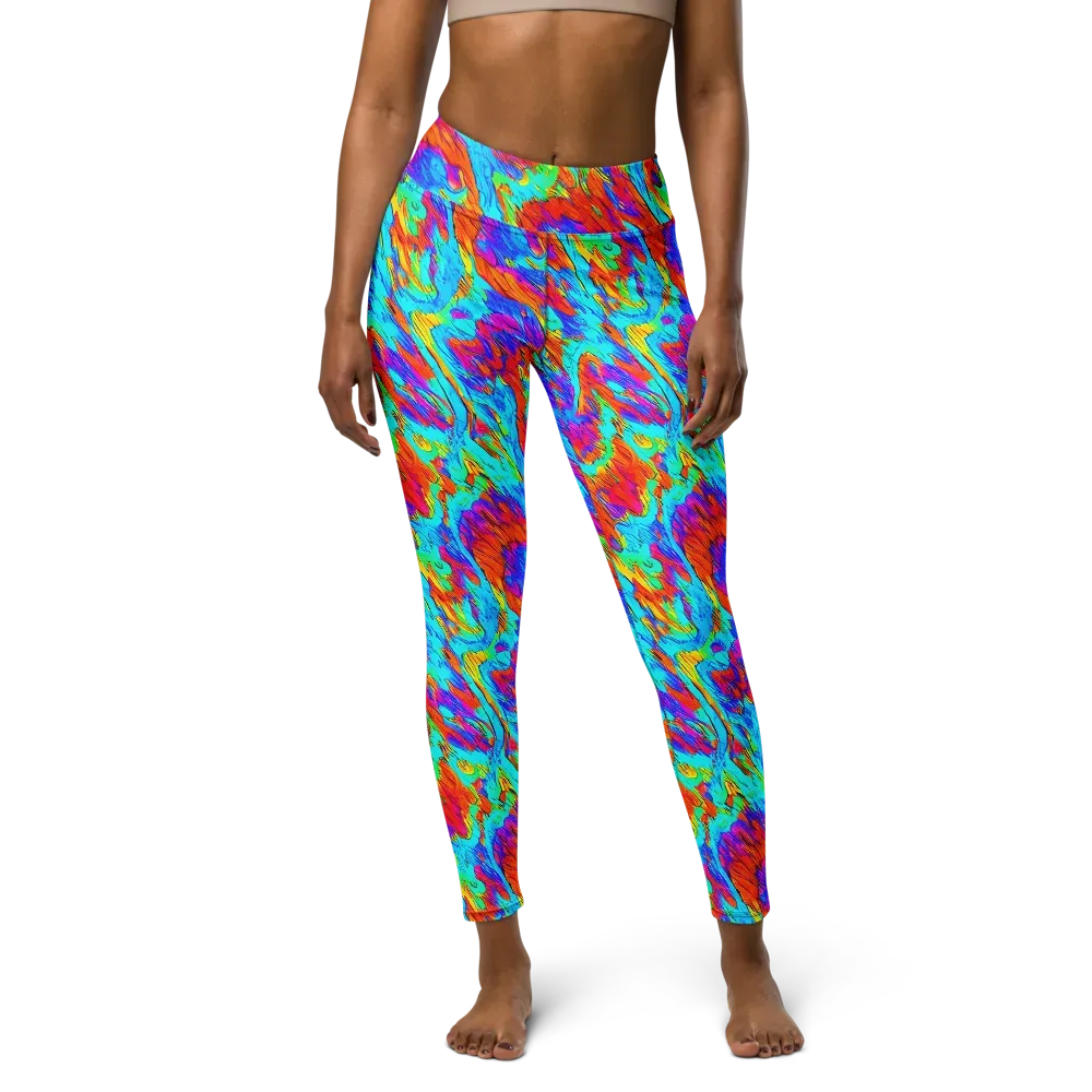 Caribbean Static on Yoga Leggings — Front