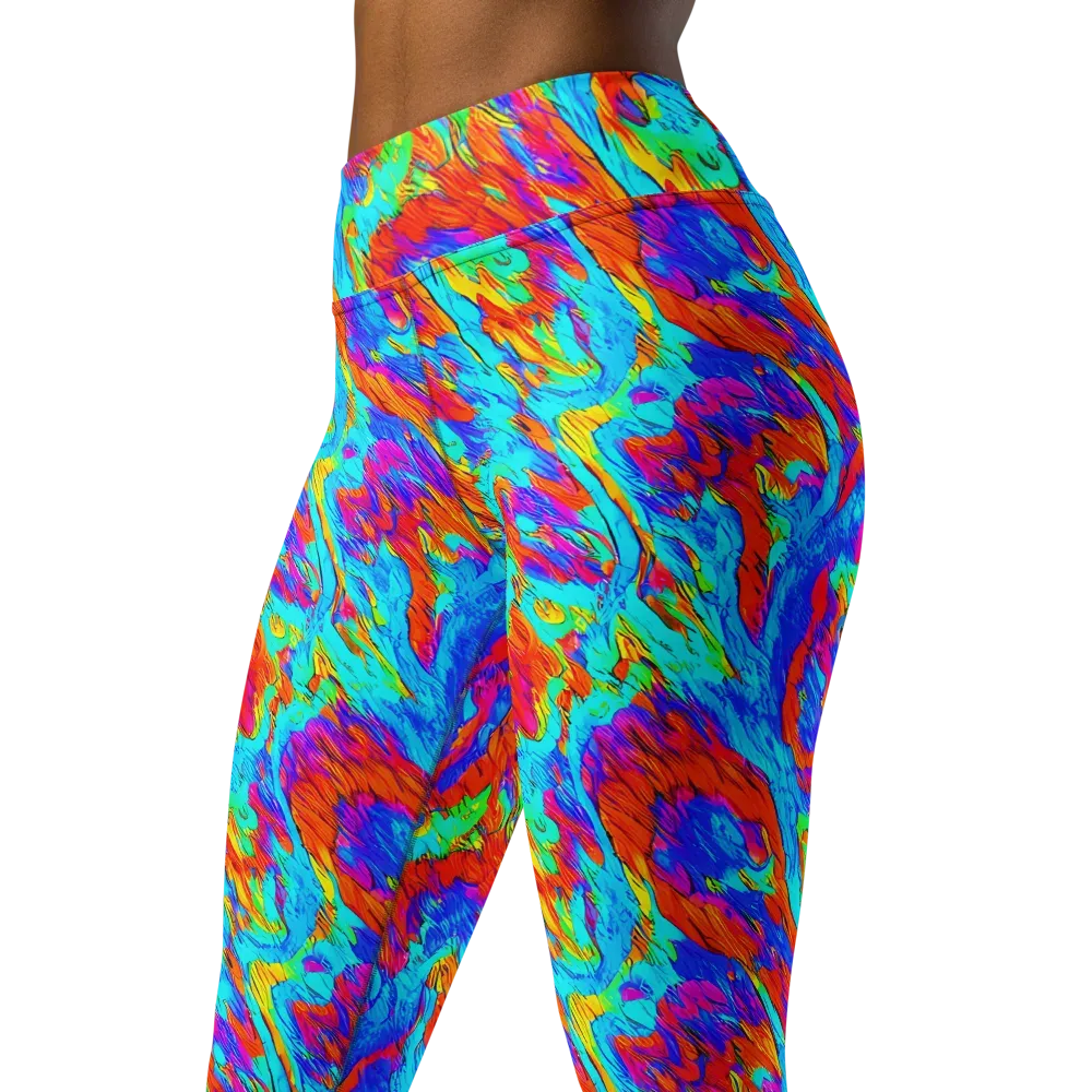 Caribbean Static on Yoga Leggings — Left Front
