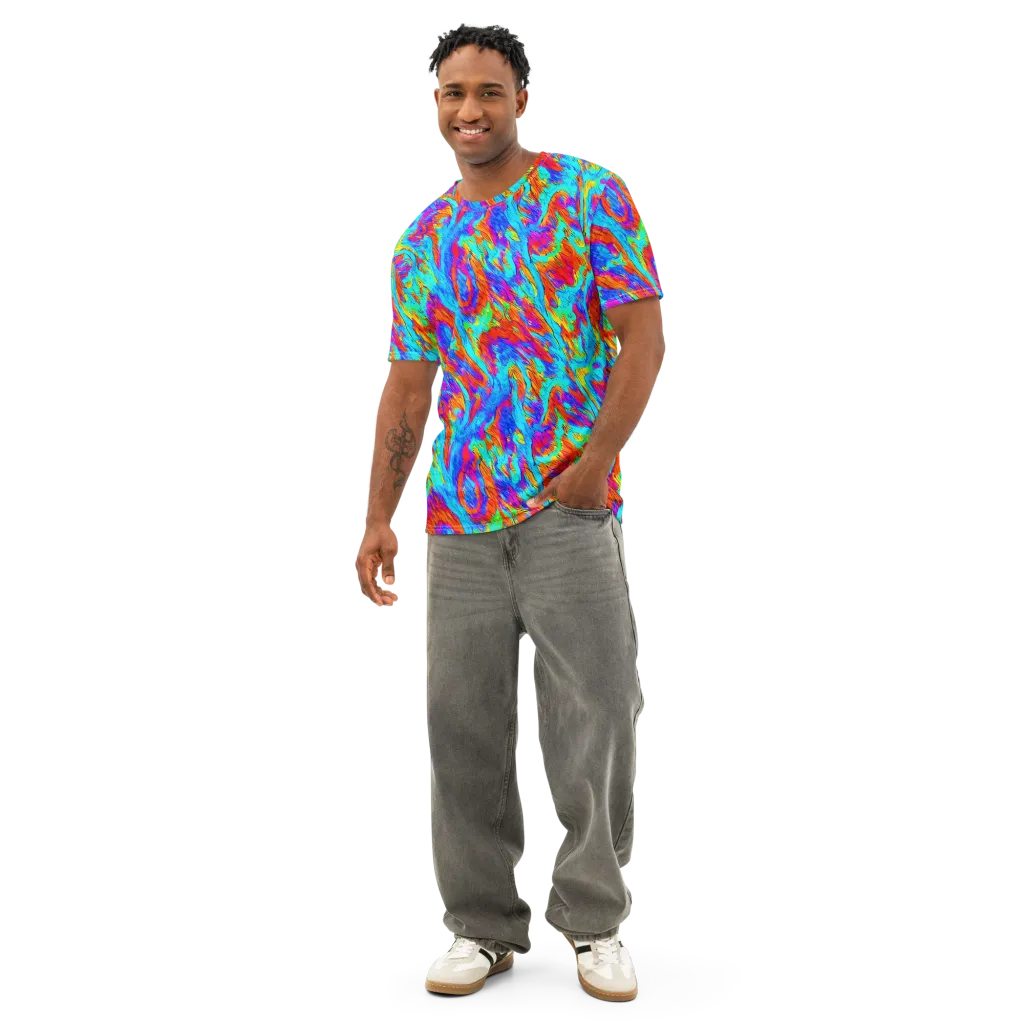Caribbean Static on Men's Cotton Crew Neck T-Shirt — Front