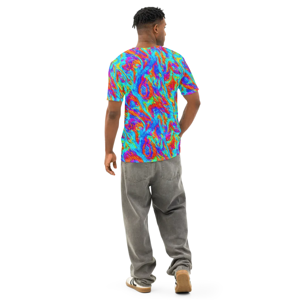 Caribbean Static on Men's Cotton Crew Neck T-Shirt — Back