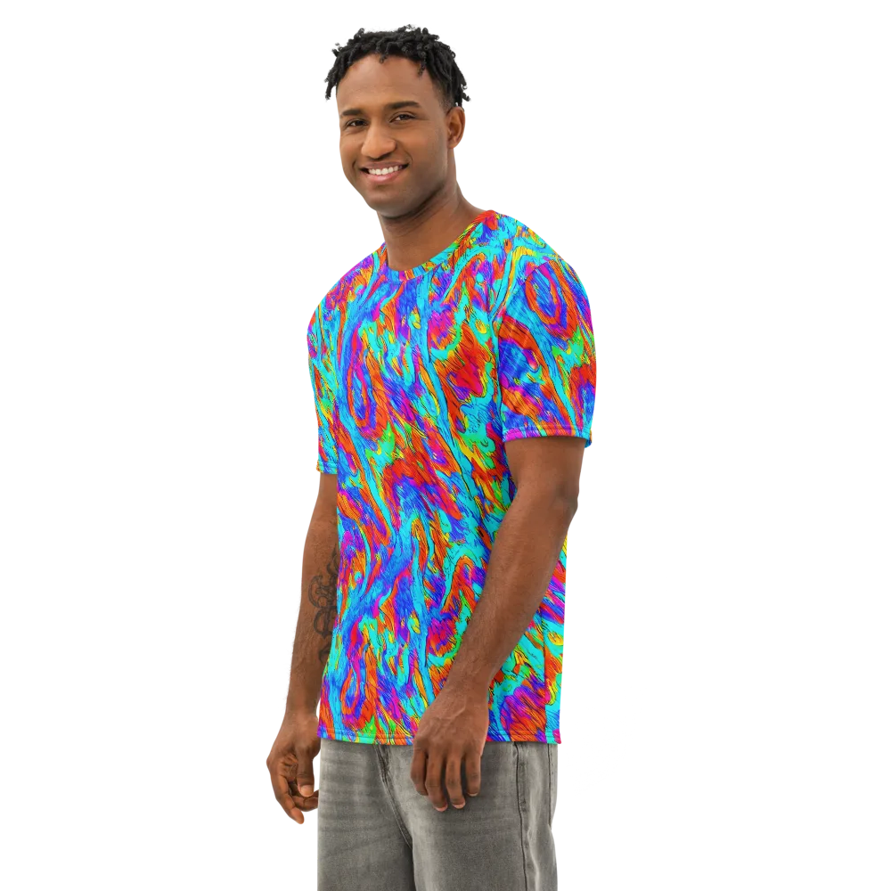 Caribbean Static on Men's Cotton Crew Neck T-Shirt — Left Front