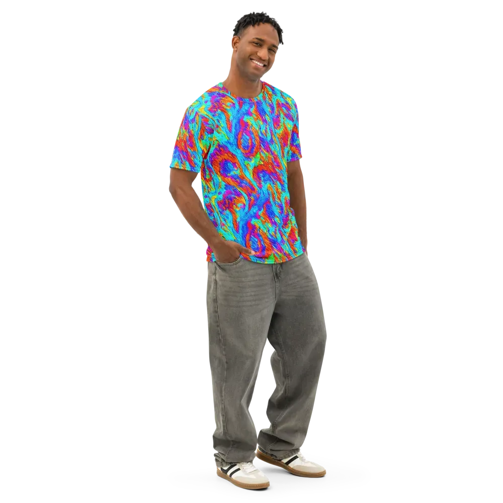 Caribbean Static on Men's Cotton Crew Neck T-Shirt — Right Front