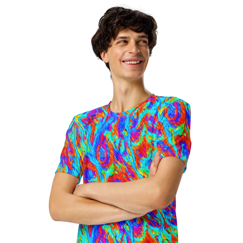 Caribbean Static on Men's Crew Neck T-Shirt — Left Front