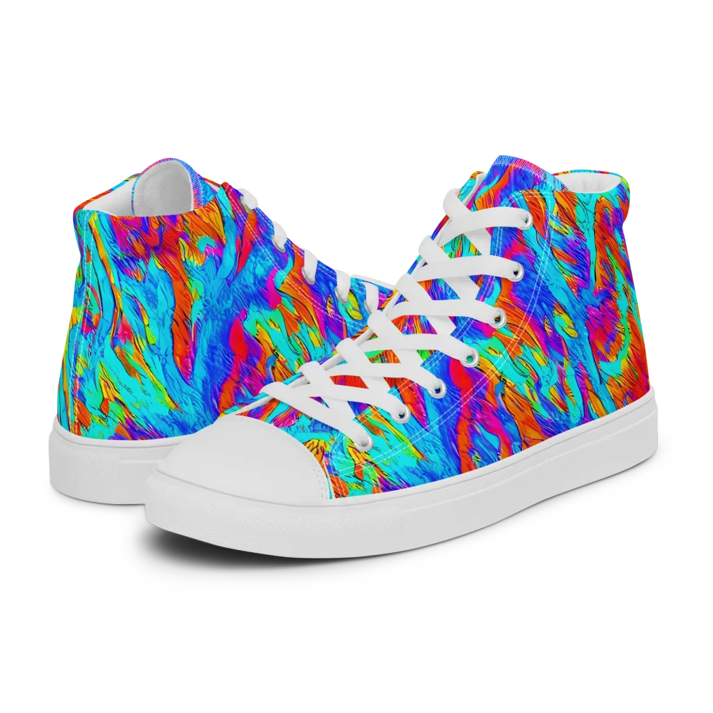 Caribbean Static on Men's High Top Canvas Shoes — Left