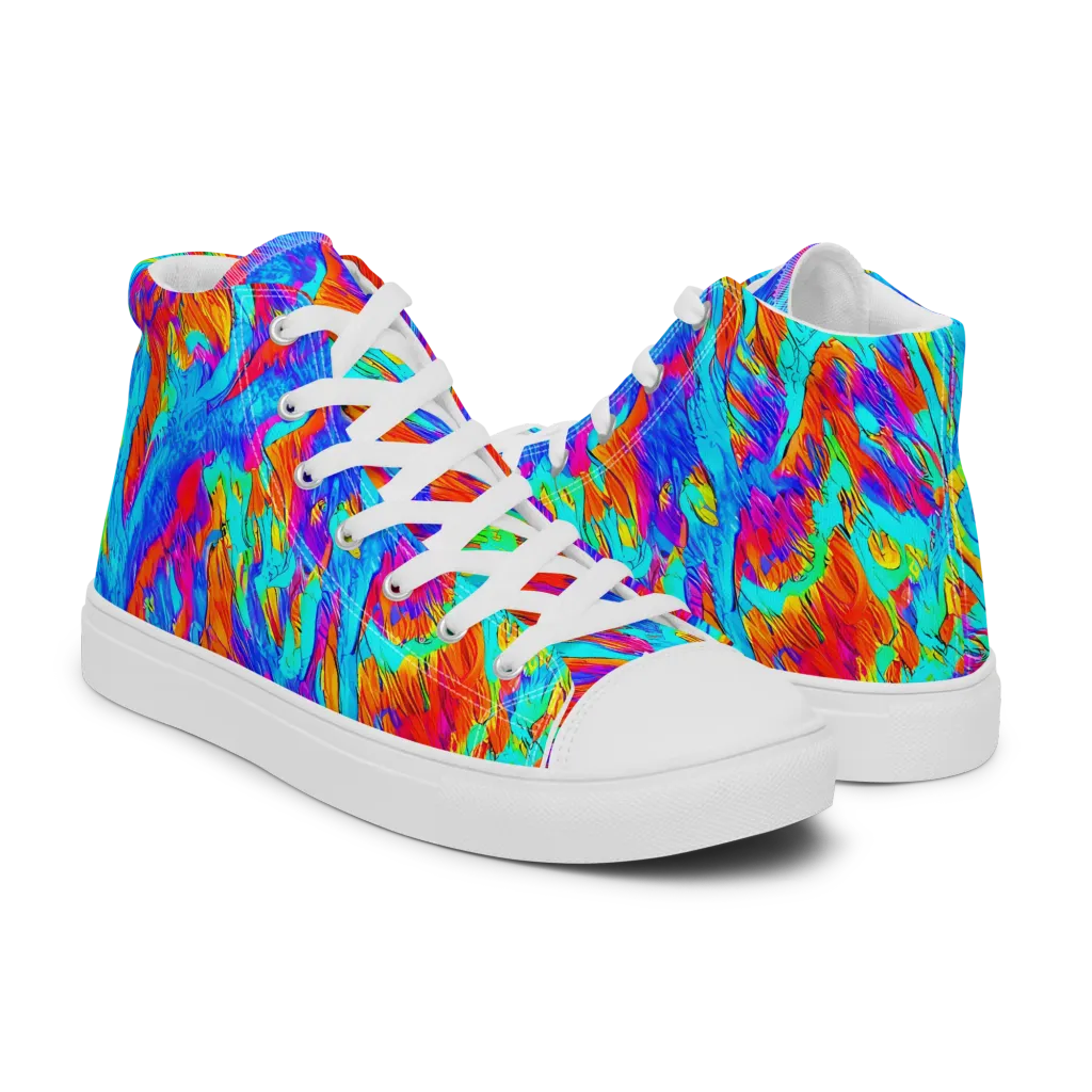 Caribbean Static on Men's High Top Canvas Shoes — Right