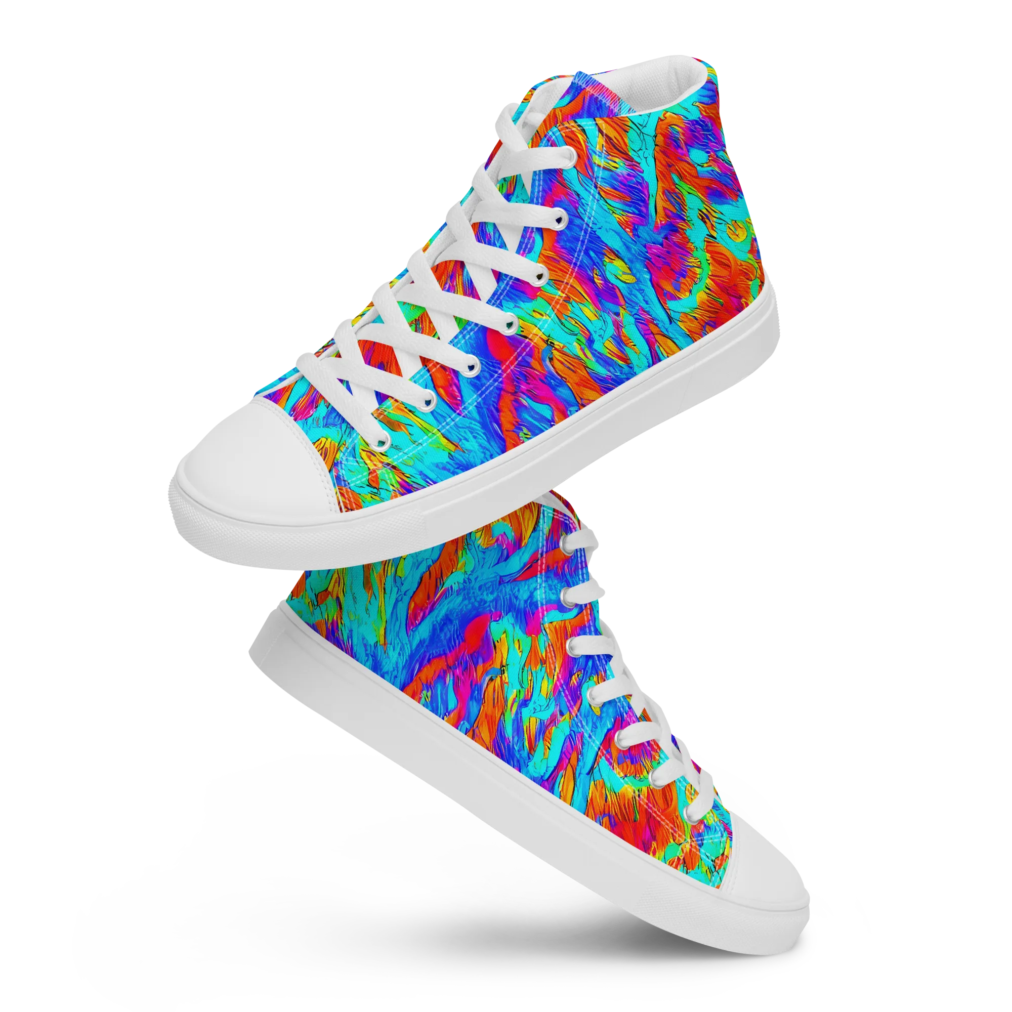 Caribbean Static on Men's High Top Canvas Shoes — Front