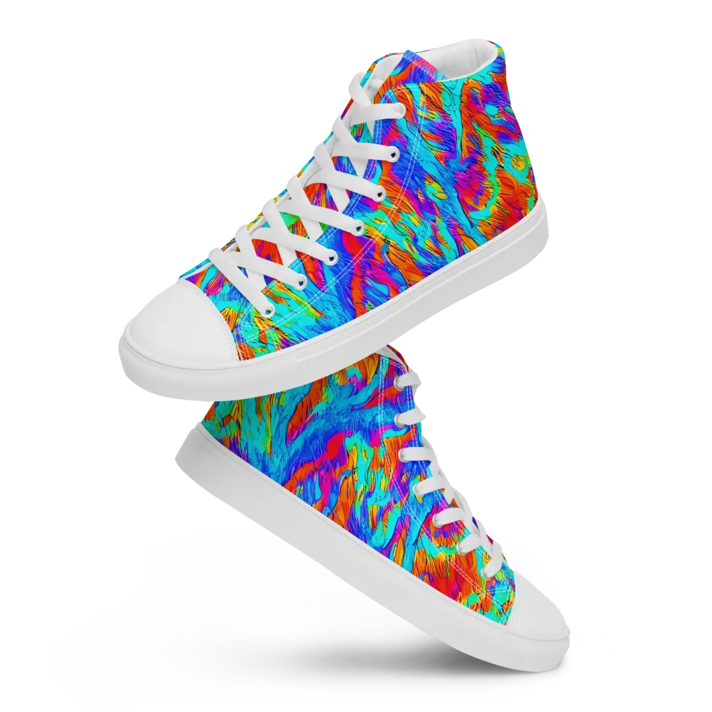Caribbean Static on Men's High Top Canvas Shoes — Front