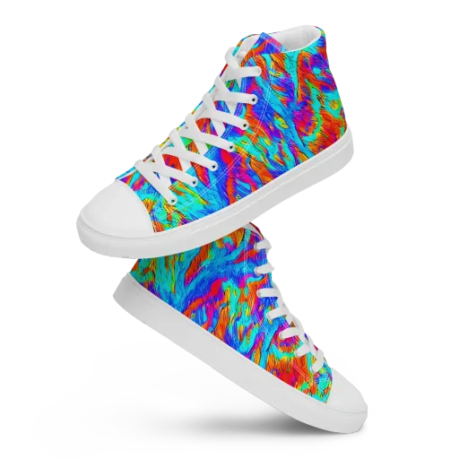 Caribbean Static on a Men's High Top Canvas Shoes