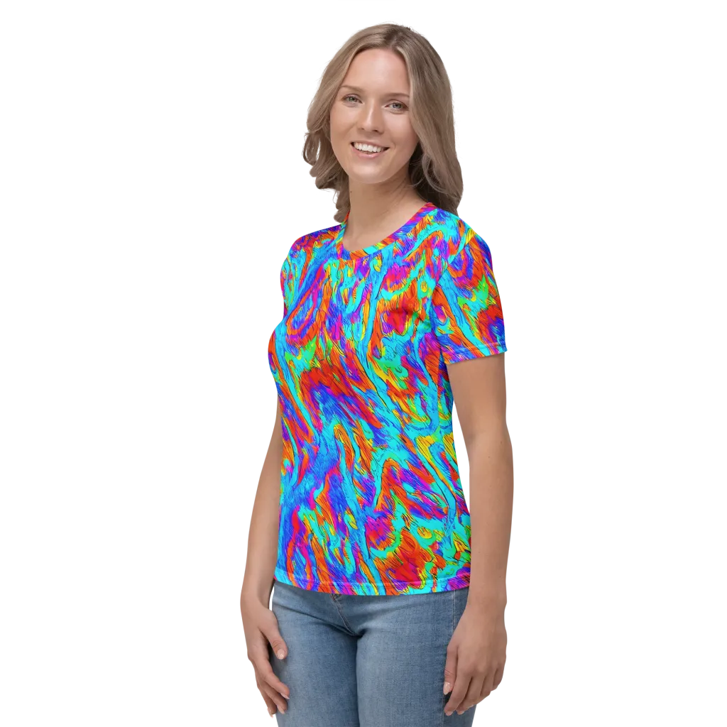 Caribbean Static on Women's Crew Neck T-Shirt — Left