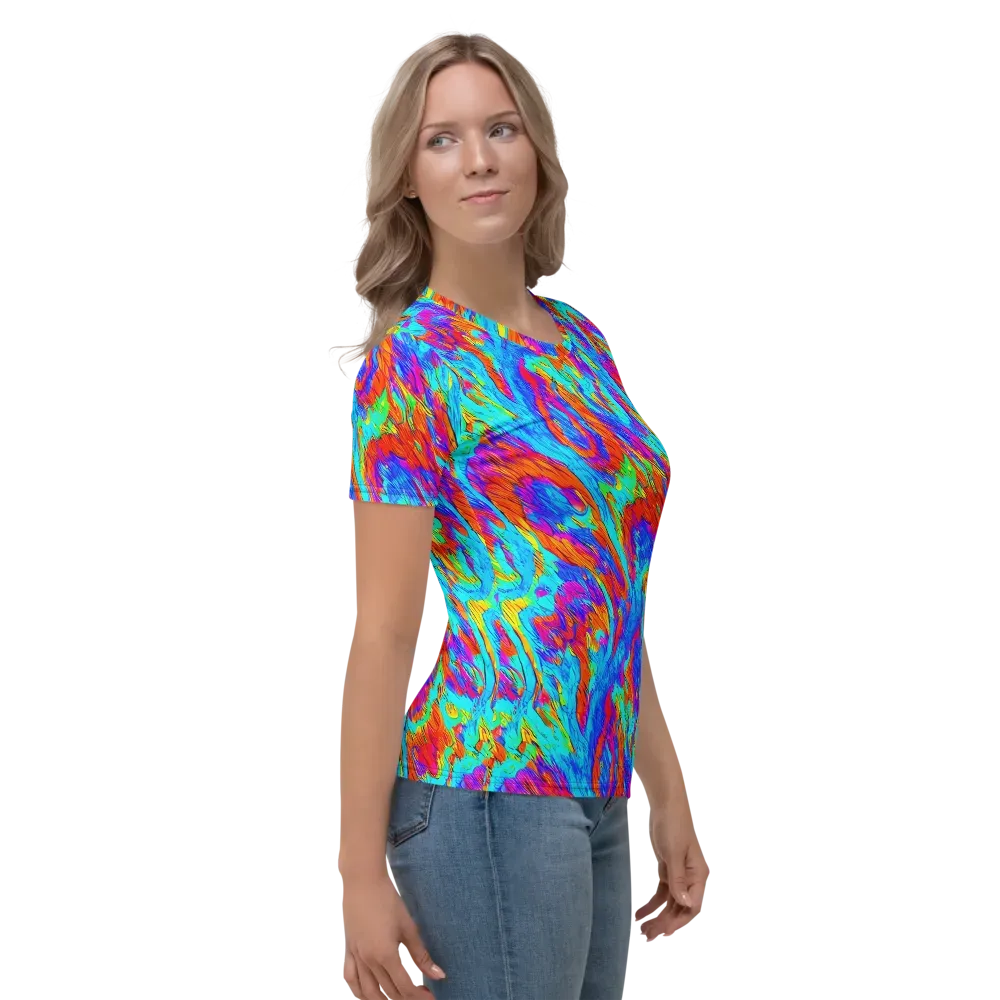 Caribbean Static on Women's Crew Neck T-Shirt — Right