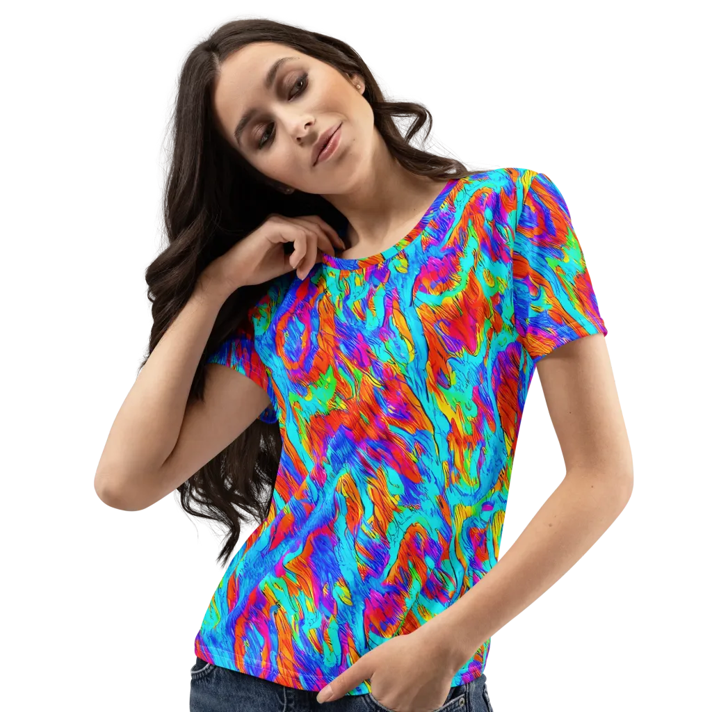 Caribbean Static on Women's Crew Neck T-Shirt — Left Front