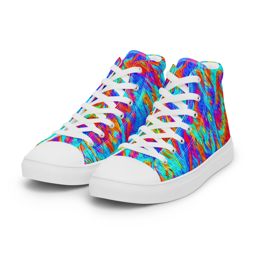 Caribbean Static on Women's High Top Canvas Shoes — Left Front