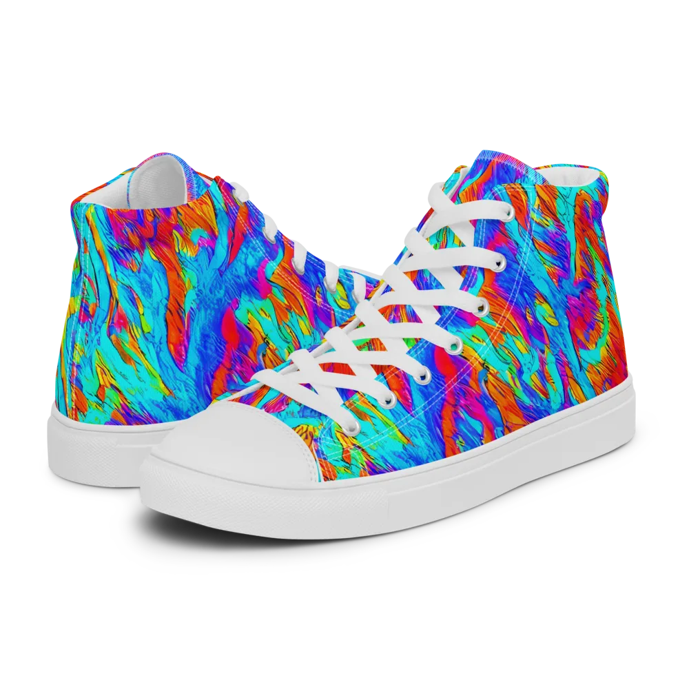 Caribbean Static on Women's High Top Canvas Shoes — Left