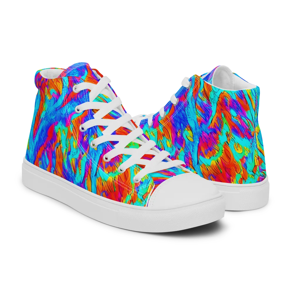 Caribbean Static on Women's High Top Canvas Shoes — Right