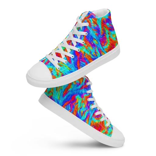 Caribbean Static on a Women's High Top Canvas Shoes