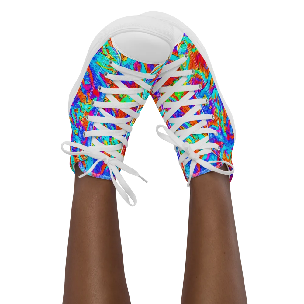Caribbean Static on Women's High Top Canvas Shoes — Front